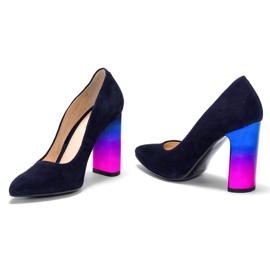 Marco Shoes Sapatilha de couro elegante com salto alto multicolor azul marinho 1