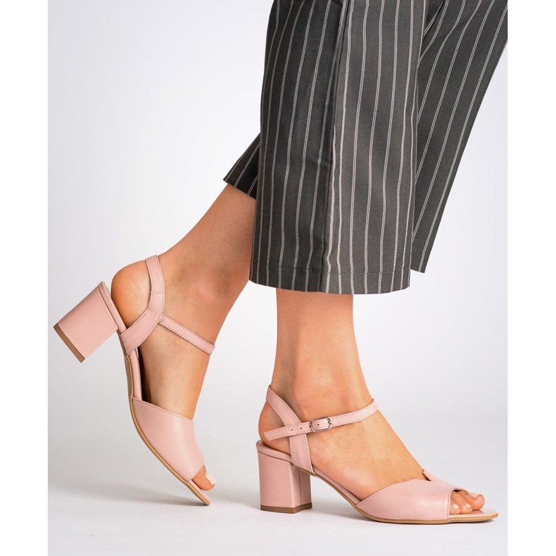 Marco Shoes Sandálias rosa 0624P em couro interessante 1