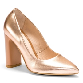 Marco Shoes Elegante lançadeira de couro metálico com salto mais alto multicolorido laranja 2