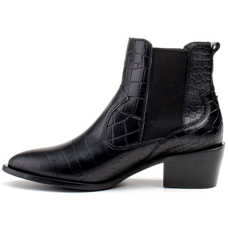 Marco Shoes Botas femininas de estilo caubói com tema de pele de cobra preto 2