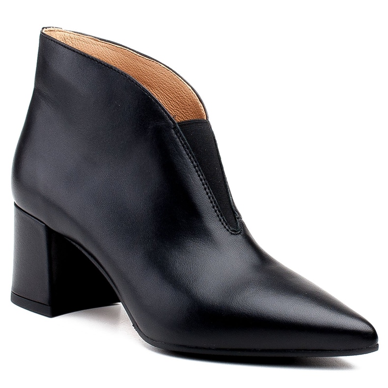 Marco Shoes Botins finos de couro preto 1460B com parte superior de borracha 1