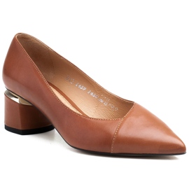 Marco Shoes Bombas marrom 1450P Marco com ouro no calcanhar castanho 1 Marco Shoes Bombas marrom 1450P Marco com ouro no calcanhar castanho 1