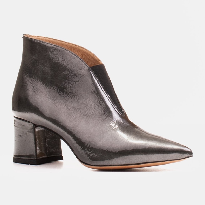 Marco Shoes Botins finos de couro cinza 1460B com parte superior de borracha 1