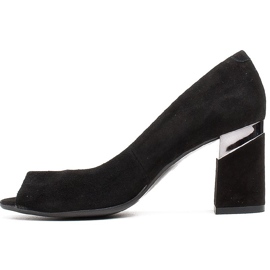 Marco Shoes Sapatos de camurça preta com salto metálico preto 2