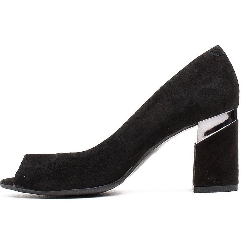 Marco Shoes Sapatos de camurça preta com salto metálico preto 2