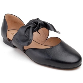 Marco Shoes Bailarinas pretas 1531P com um laço preto 1