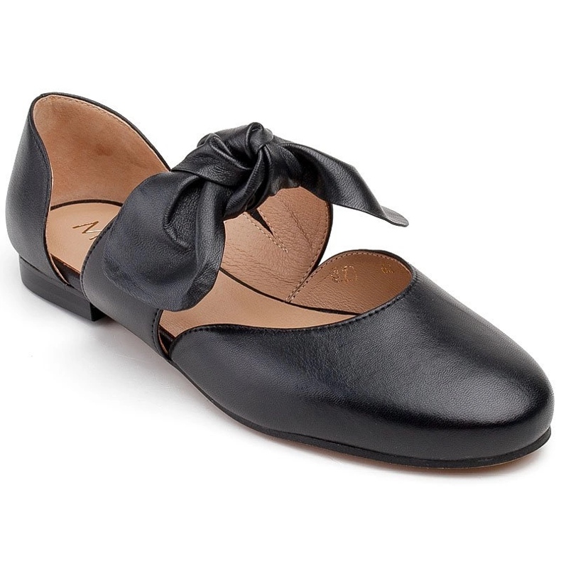 Marco Shoes Bailarinas pretas 1531P com um laço preto 1