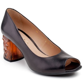 Marco Shoes Sandálias pretas 1519P com salto âmbar 3D preto 1