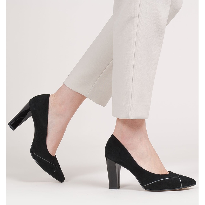 Marco Shoes Sapatilhas de camurça preta com um padrão preto 2