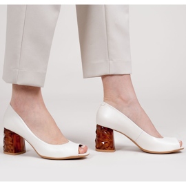 Marco Shoes Bombas 1519P brancas com salto 3D âmbar branco 1