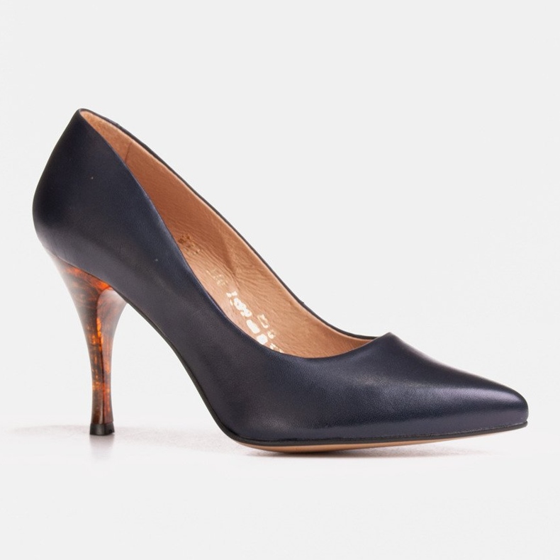 Marco Shoes Salto azul marinho 1599P com salto âmbar 1