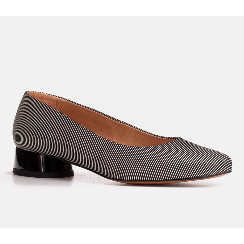 Marco Shoes Bailarinas listradas de couro granulado preto 1