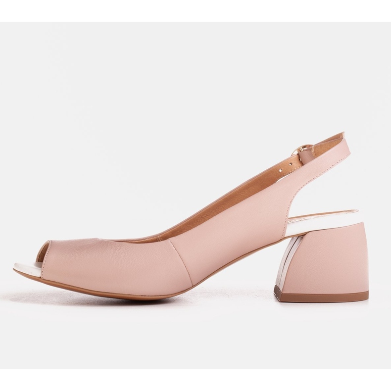 Marco Shoes Sandália 1506P feita de couro rosa com salto estável 1