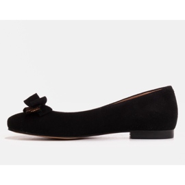 Marco Shoes Bailarinas de camurça preta com laço preto 1