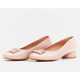 Marco Shoes Bailarinas de couro rosa com decoração dourada 1