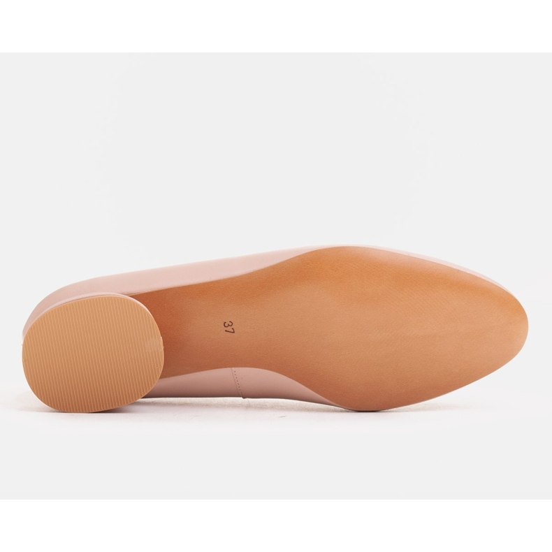 Marco Shoes Bailarinas de couro rosa com decoração dourada 2