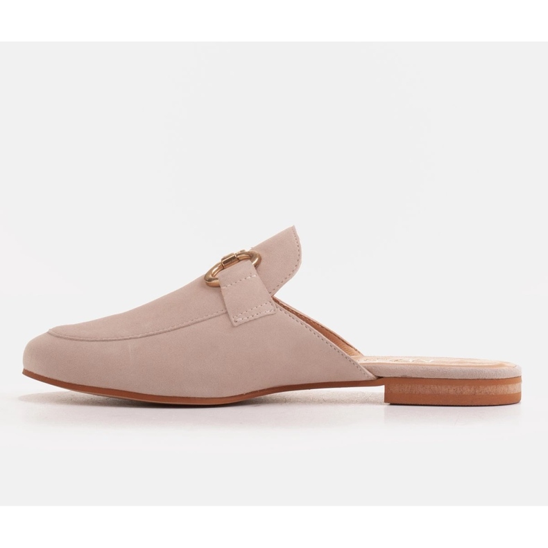 Marco Shoes Chinelos femininos de camurça com enfeite bege 2