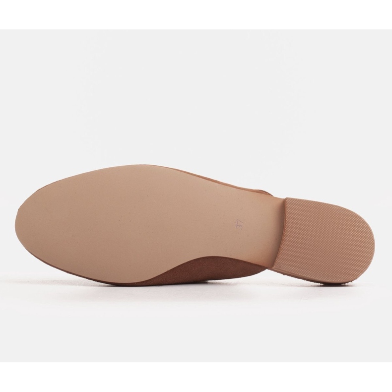 Marco Shoes Chinelos femininos de camurça com enfeite marrom 1