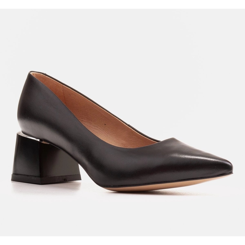 Marco Shoes Sapatos elegantes femininos feitos de couro natural preto 1