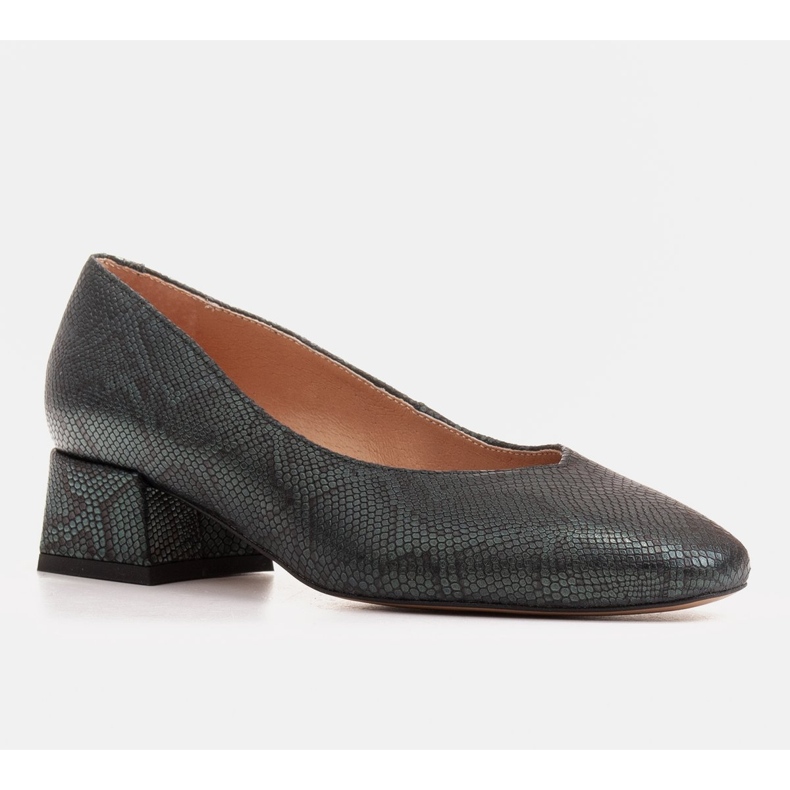 Marco Shoes Sapatos de pele de cobra verde com decote em V 1