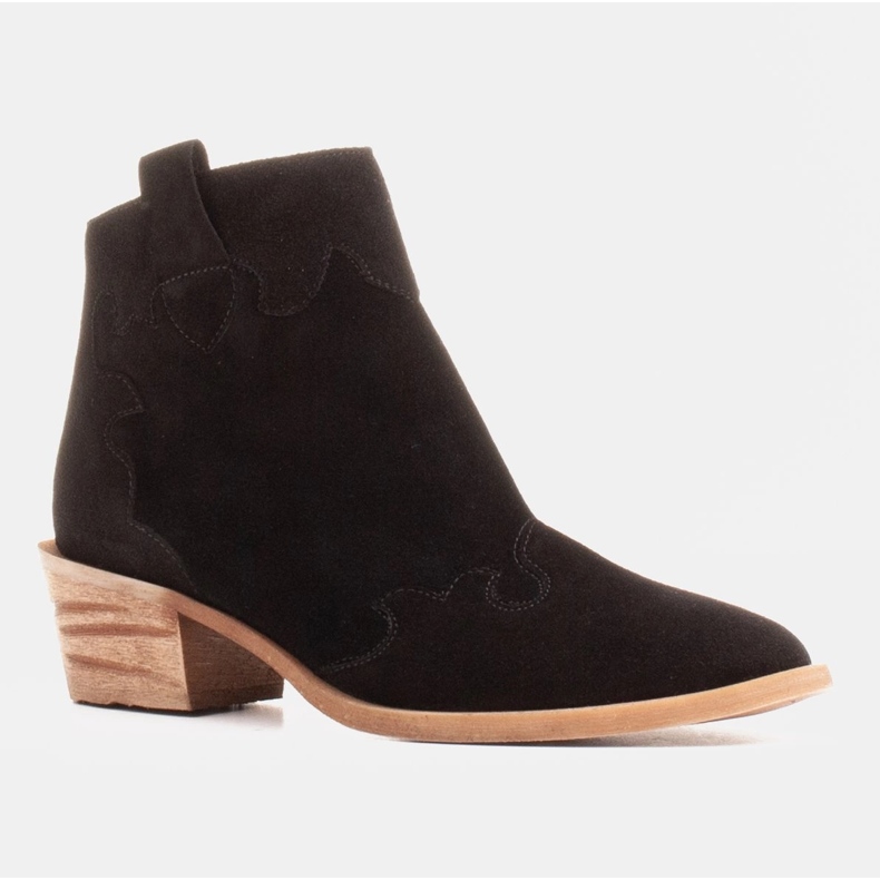 Marco Shoes Botas elegantes de couro com salto baixo preto 2