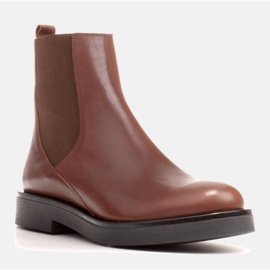 Marco Shoes Botins rasos de couro com isolamento com uma borracha larga na parte superior castanho 1