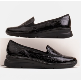 Radoskór Mocassins pretos femininos confortáveis ​​para um pé mais largo 1