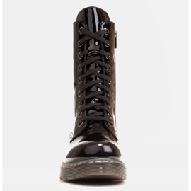 Marco Shoes Botas de cano alto, botas amarradas em sola translúcida preto 2