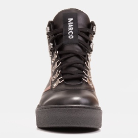 Marco Shoes Botins esportivos de couro com amarração preto 3