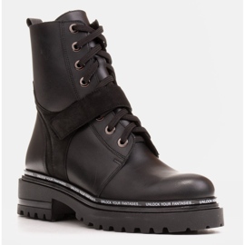 Marco Shoes Botas femininas com fundo grosso interessante preto 1