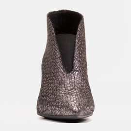 Marco Shoes Botins finos de couro cinza 1460B com parte superior de borracha 1