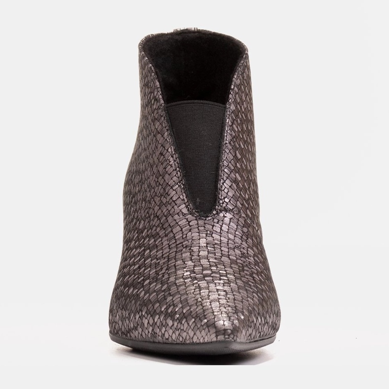 Marco Shoes Botins finos de couro cinza 1460B com parte superior de borracha 1