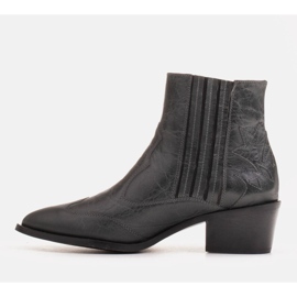 Marco Shoes Botas de cowboy cinza feitas de couro granulado sem isolamento 1