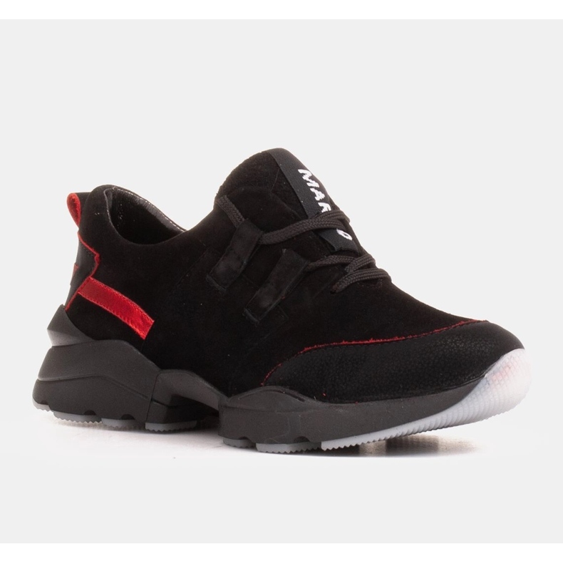 Marco Shoes Tênis esportivos feitos de camurça natural de alta qualidade preto 1