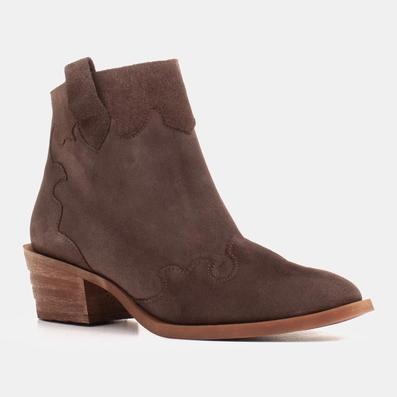 Marco Shoes Botas de cowboy marrons feitas de couro camurça genuíno sem isolamento castanho 1