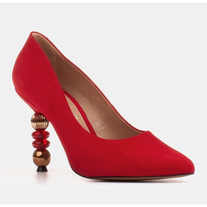 Marco Shoes Salto de camurça vermelha com pedras vermelho 1