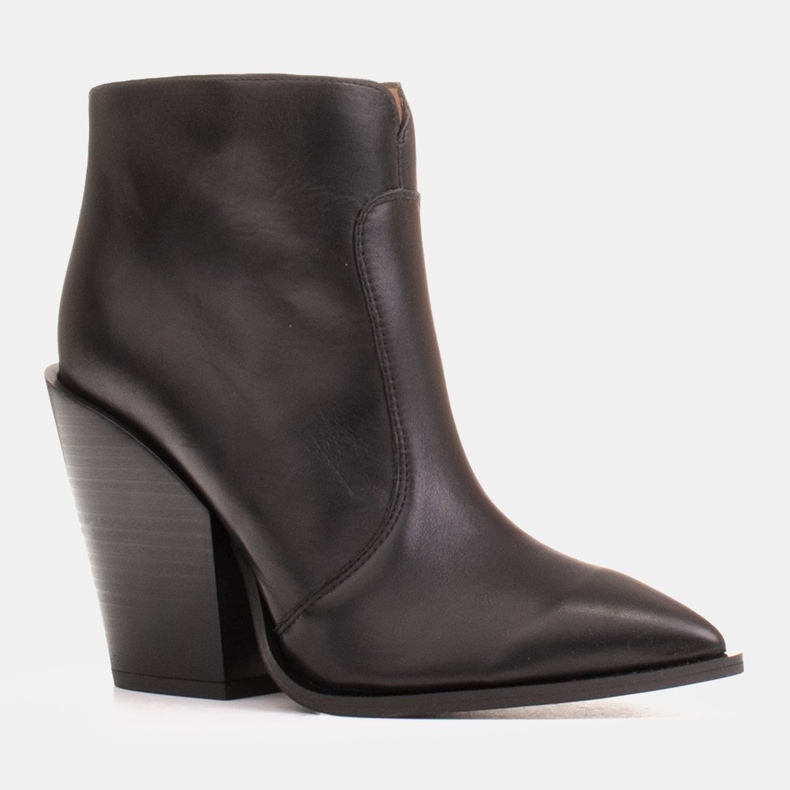 Marco Shoes Botas de cowboy femininas feitas de couro natural preto 1