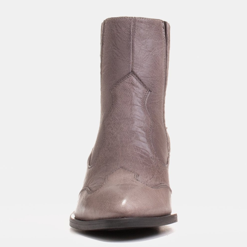 Marco Shoes Botas de cowboy cinza retrô com couro amarrotado 1