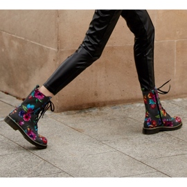 Marco Shoes Botas de cano alto, botas de couro nobuck com estampa floral cinza 2