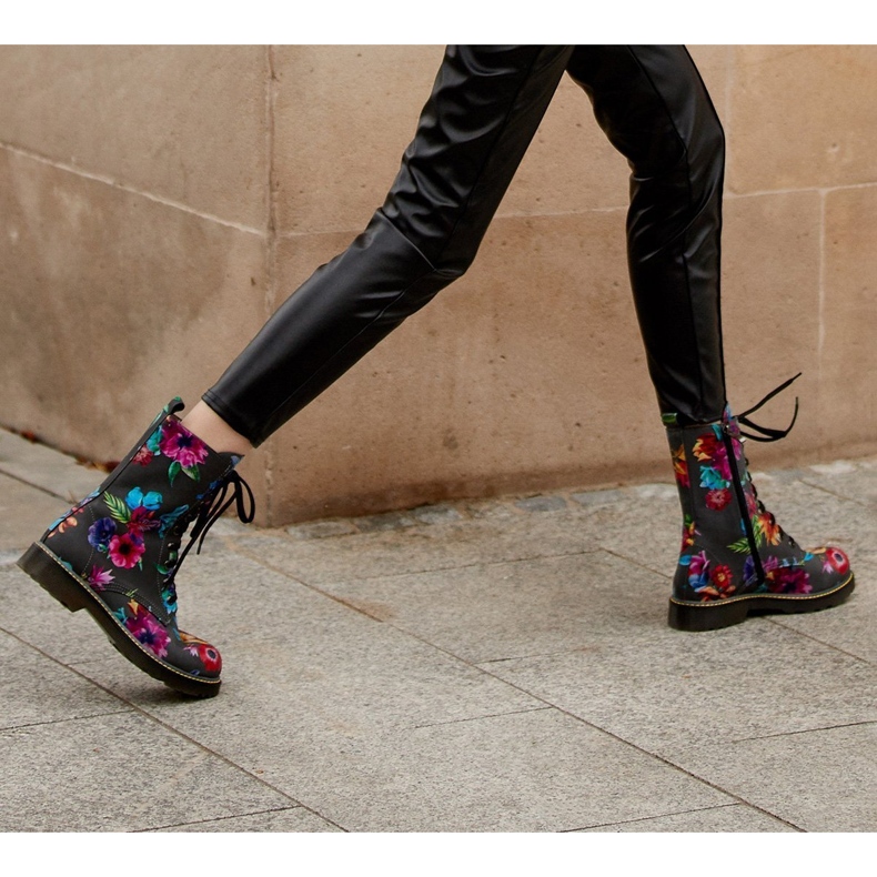 Marco Shoes Botas de cano alto, botas de couro nobuck com estampa floral cinza 2