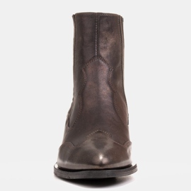 Marco Shoes Botas de cowboy pretas, couro dourado desbotado preto 1