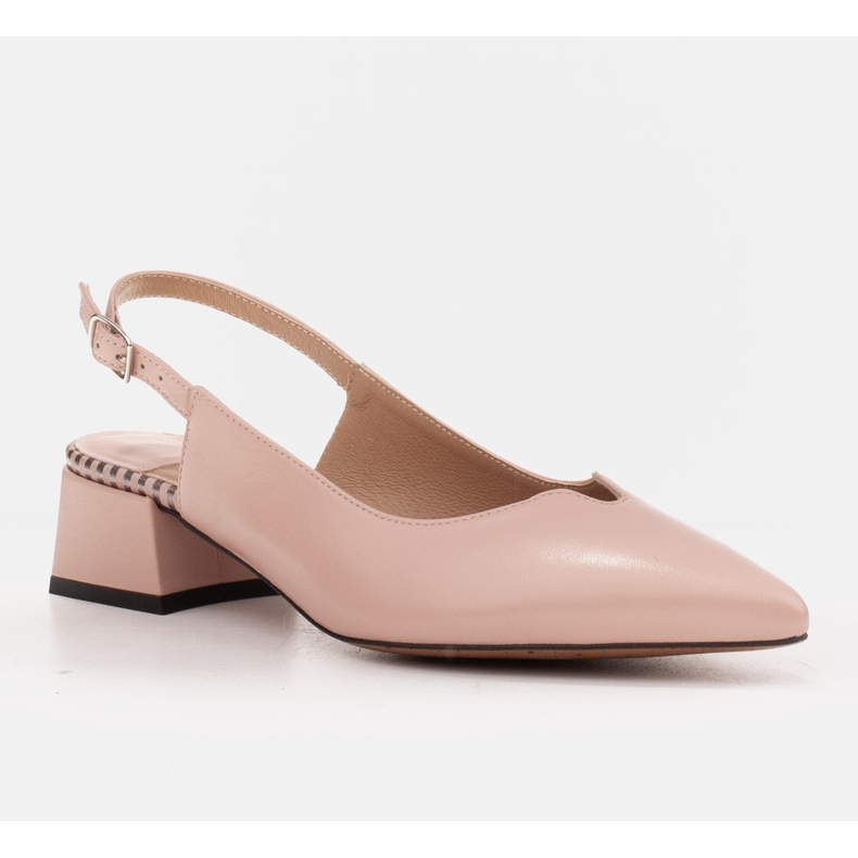 Marco Shoes Sapatos baixos com salto aberto feito de couro natural delicado rosa 1