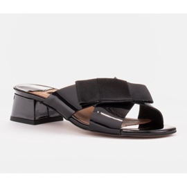 Marco Shoes Chinelos femininos elegantes com fita preto 1