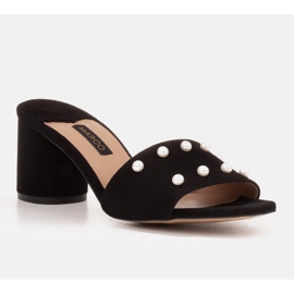 Marco Shoes Chinelos femininos Marco feitos de camurça natural preto 1