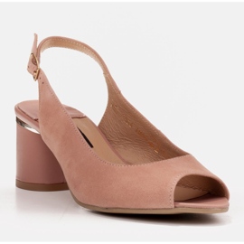 Marco Shoes Sandálias femininas elegantes com um toque metálico rosa 1