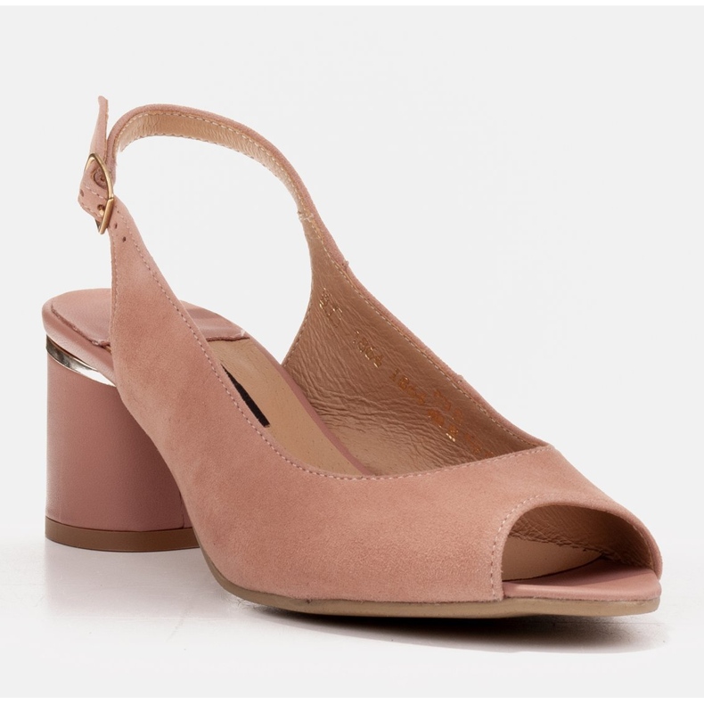 Marco Shoes Sandálias femininas elegantes com um toque metálico rosa 1