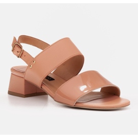 Marco Shoes Sandálias Cinta com salto revestido de couro laranja 1