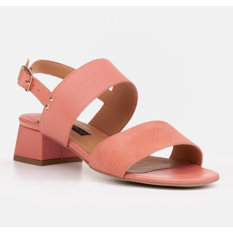 Marco Shoes Sandálias Cinta com salto revestido de couro rosa 1