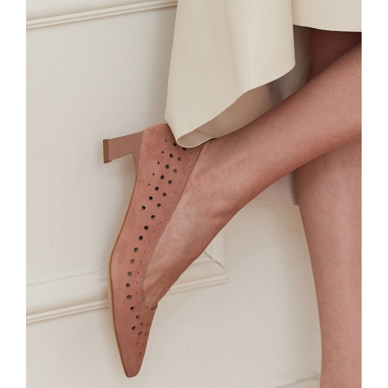 Marco Shoes Sapatilhas femininas com perfuração interessante rosa 1