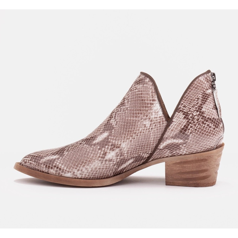 Marco Shoes Botas de couro natural com corte em V bege marrom 2